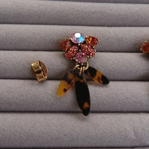 J. Crew Crystal cluster and Tortoise Drops earrings - Picture 5 of 5